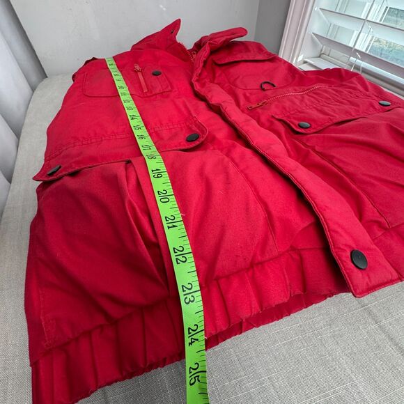The Company Store Red Down Puffer Vest Medium Zip Snap Nylon Lined - Picture 5 of 10